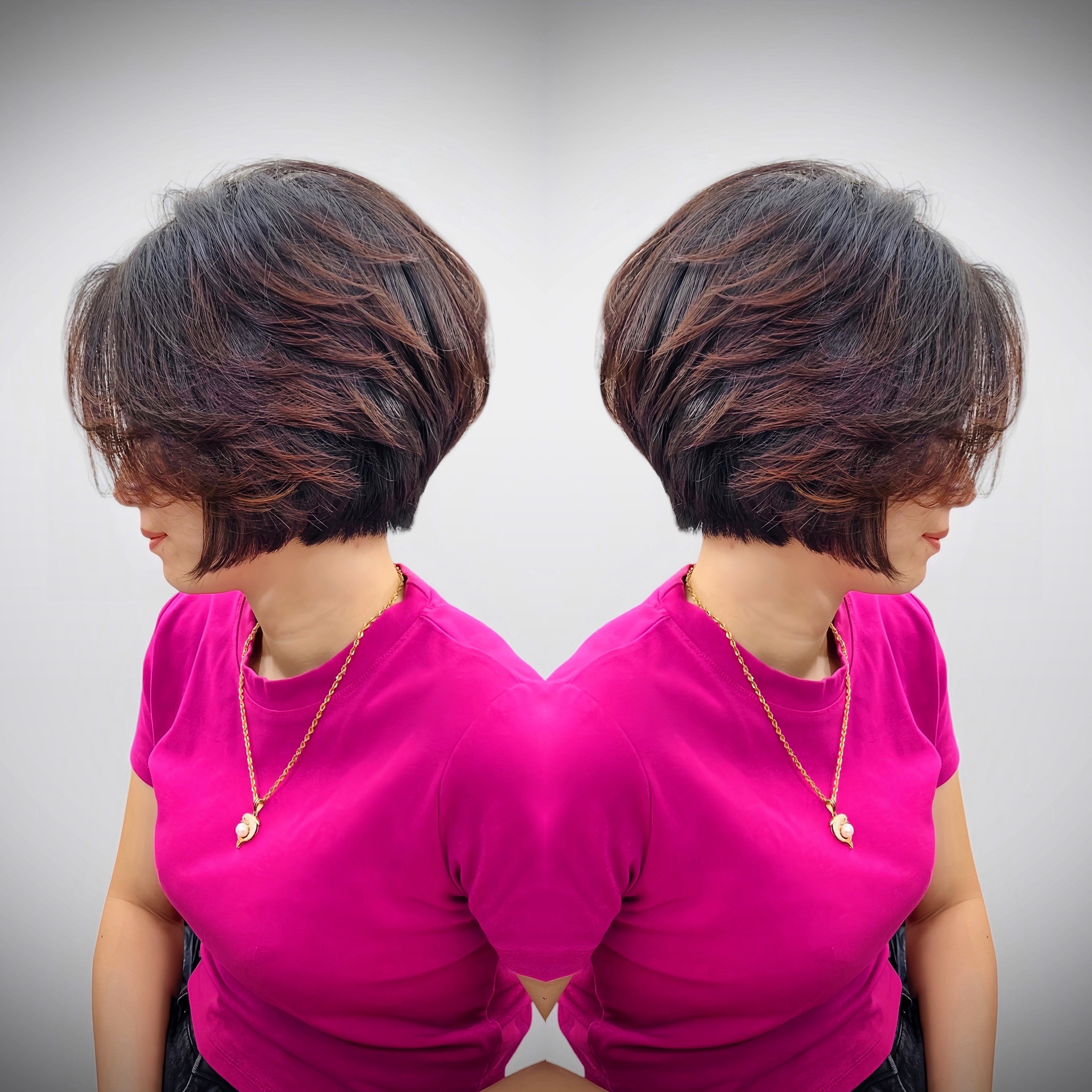 Stacked Pixie Bob with Feathered Side Layers