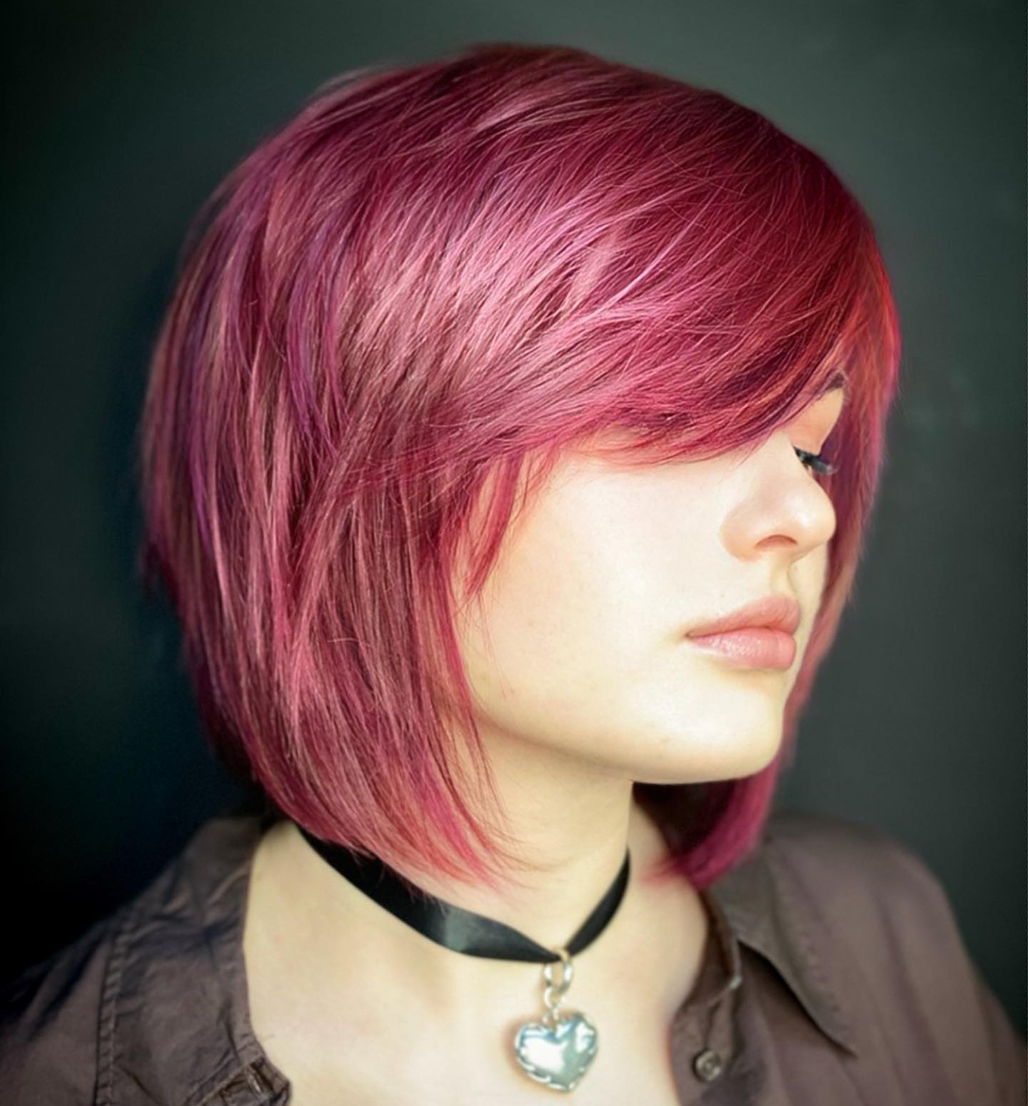 Straight Layered Cherry Pink Bob