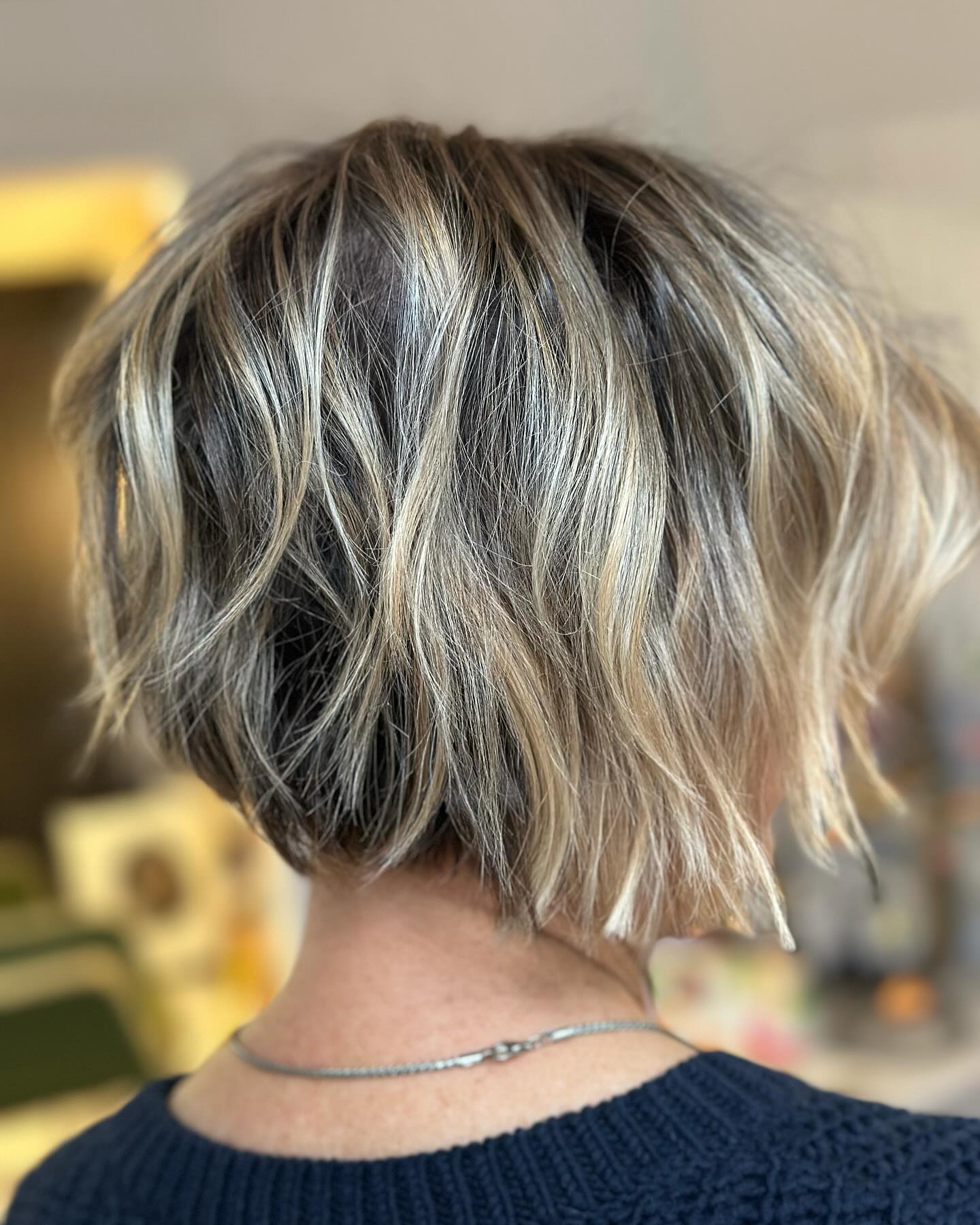 Short Disconnected Blonde Balayage Bob